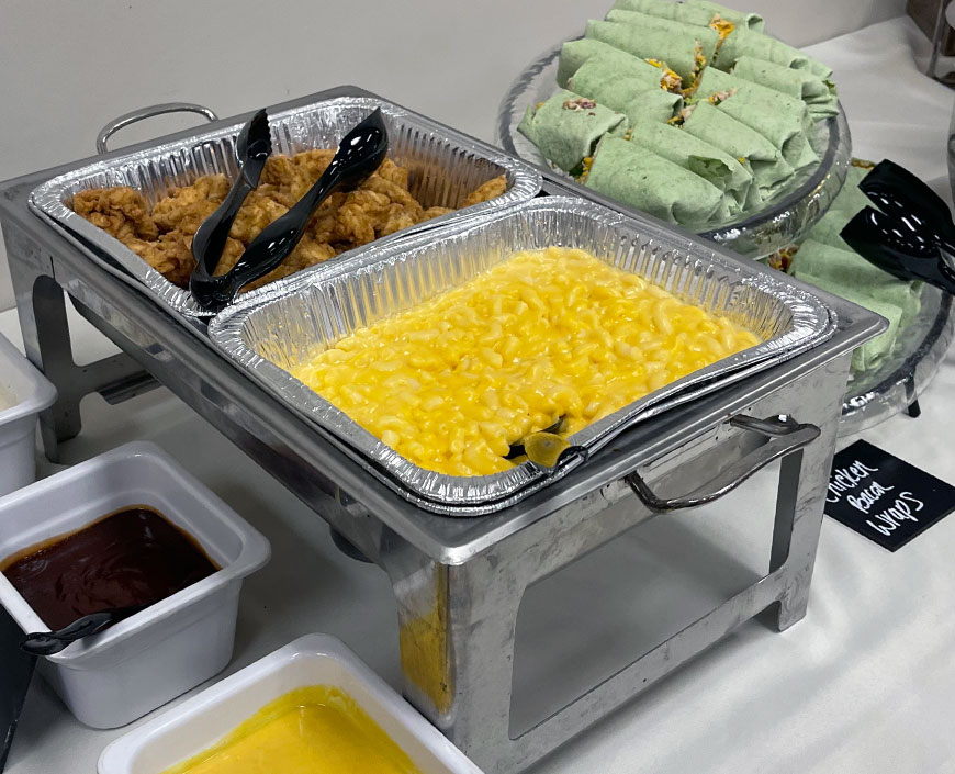 photo of wings, mac and cheese, and wraps