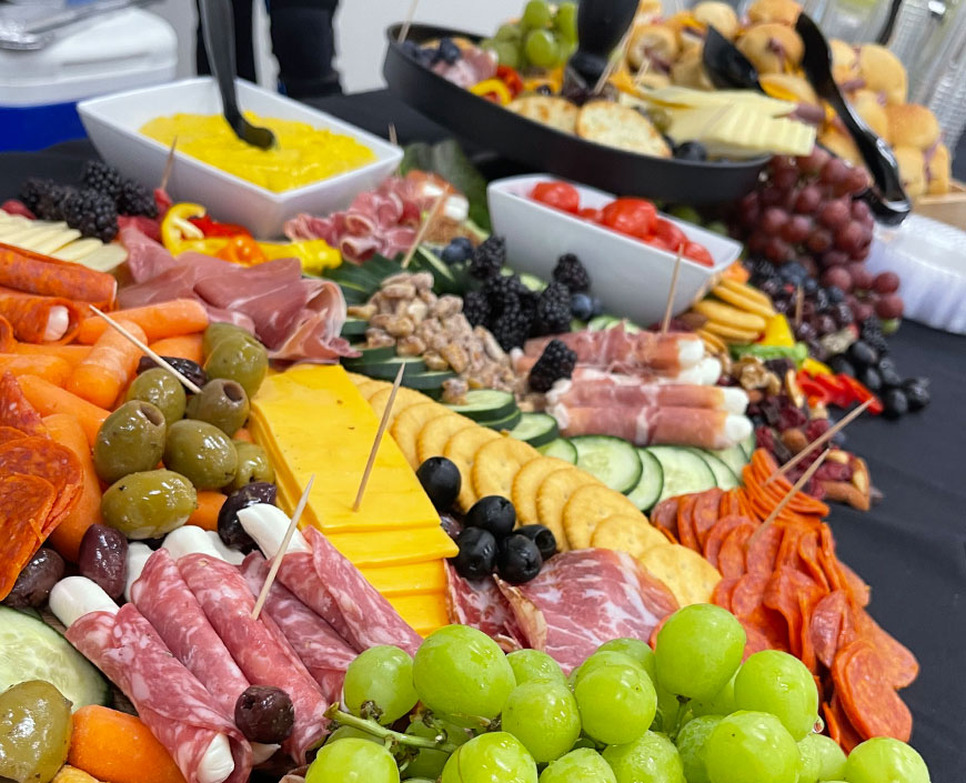 photo of long, continuous grazing table