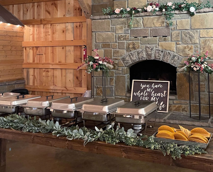 photo of wedding reception fajita bar