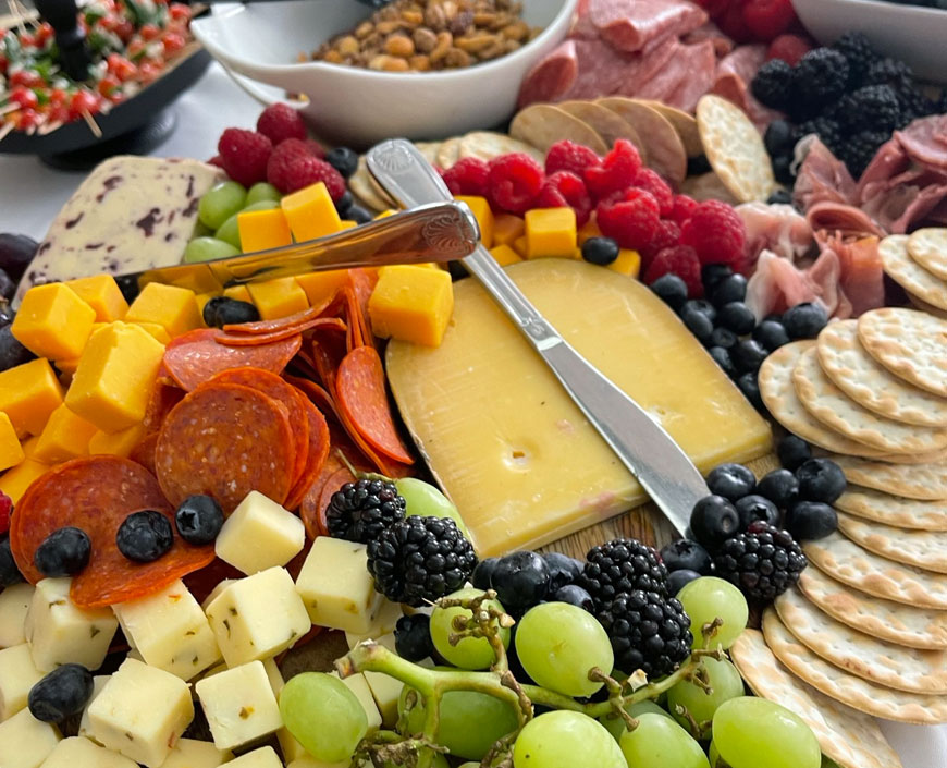 closeup photo of wedding charcuterie board